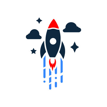 recommend clip art: Business, launch, missile icon. Simple flat design concept.