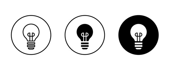 Light Bulb icon vector set, isolated on white background. Idea sign, solution, thinking concept. Lighting Electric lamp. Electricity, shine. editable stroke and Flat graphic design, Web site