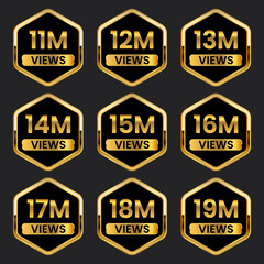 11 million to 19 million plus views celebration thumbnail design vector, 11m plus views
