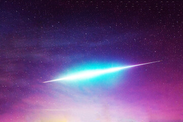 Bright comet in space. Elements of this image furnished by NASA