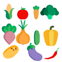 Set of cute funny characters fresh healthy vegetables and fruits isolated. Organic vegan farm veggies. Healthy lifestyle.