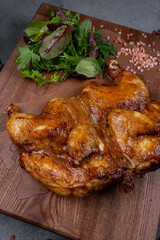 Grilled chicken background with pepper and rosemary
