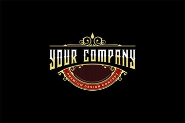 Royal vintage logo concept design with crown ornament