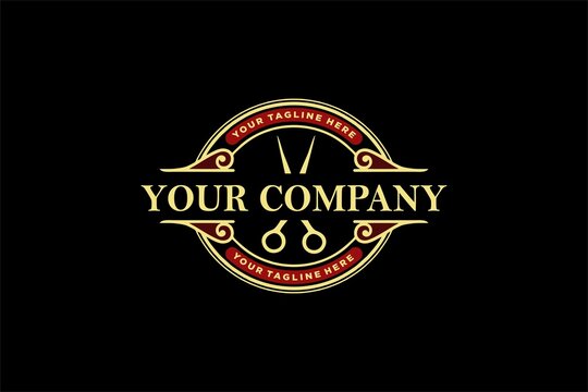Barbershop vintage royal luxury ornamental logo