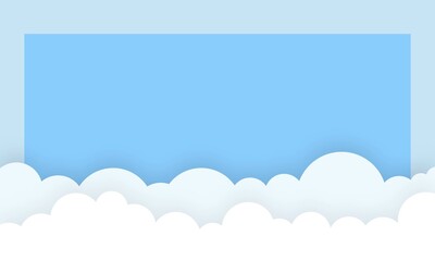 Cartoon cloudy background on blue sky. Gradient clouds and space for text on top of the background of the sky vector