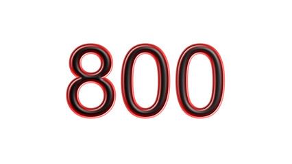 red 800 number 3d effect white background