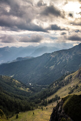 Naklejka premium Mountain trail Giau Pass in Dolomites