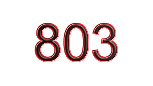 red 803 number 3d effect white background