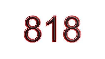 red 818 number 3d effect white background