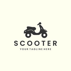scooter side facing with vintage style logo icon template design. motorcycle , Skootamota, Autoped , vector illustration