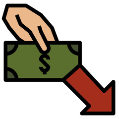 Pay back money outline filled color icon