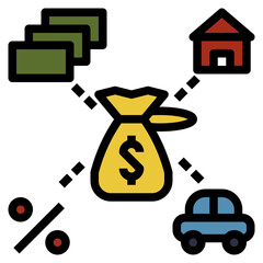 Source of fund outline filled color icon