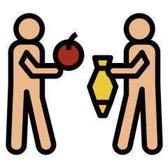 Barter system outline filled color icon