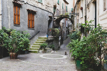 Fototapeta na wymiar Cityscape of Rocchetta Nervina, Ligurian - Italy