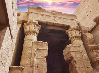edfu temple in egypt with its incredible antiquities - obrazy, fototapety, plakaty