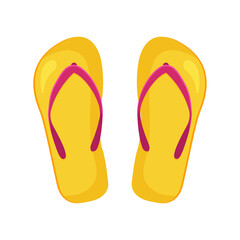 Flip-flops. Yellow beach shoes. Vector illustration in flat cartoon style isolated on a white background.