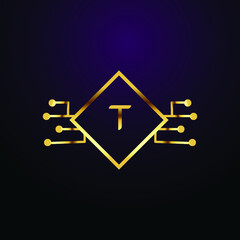 Premium luxury Vector elegant gold and  font Letter T Template for company logo with monogram element 3d Design