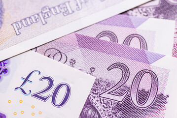 Banknotes of the pound sterling - obrazy, fototapety, plakaty