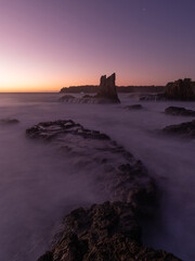 Dawn view of Cathedral Rocks, Kiama, Australia.
