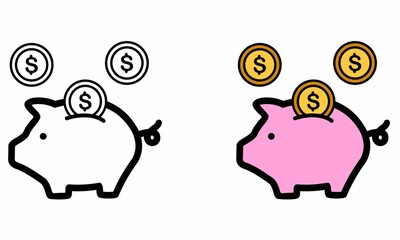 Illustration Vector Graphic of Bank, coin, deposit Icon