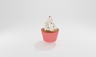 3d render. Cake on a white background. Sweet dessert icon . 3d illustration