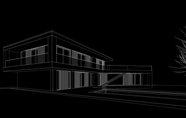 house architecture design 3d illustration