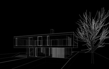 house architecture design 3d illustration