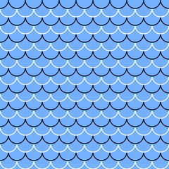 Black and white waves on blue background. Vector seamless pattern. Best for textile, print, wrapping paper, package and home decoration.