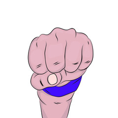 Naklejka premium Anime fist with blue wristband, meaning of strength strength.