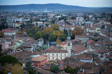 View Of Downtown of Gorizia Italy with main Cathedral Duomo