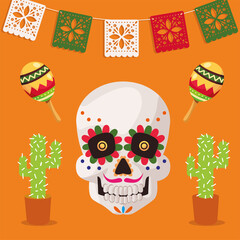 catrina skull and cactus