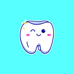 Cute cartoon human tooth in vector illustration. Isolated object vector. Flat cartoon style 