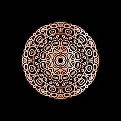 vector art of circular pattern in mandala shape for Henna, Mehndi, decoration. ethnic oriental style decorative illustration golden color