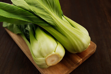 Bok choy of leafy vegetables on the table