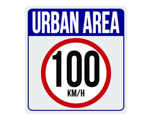 Urban area 100km/h. Traffic sign to reduce speed in the city.