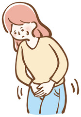 デリケートゾーンのかゆみ　女性　シンプルイラスト