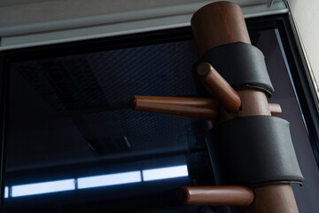 Fototapeta premium Wing Chun Wooden Dummy. chinese kongfu practice dummy tool