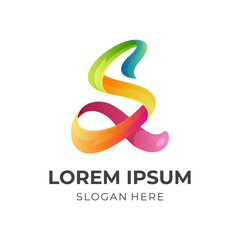 vibrant S logo vector with 3d colorful style