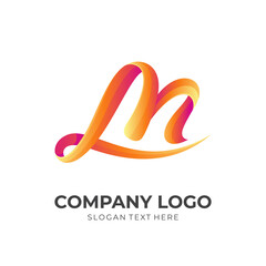 letter M logo concept with 3d orange color style