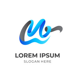 initial M logo vector with 3d blue and grey color style