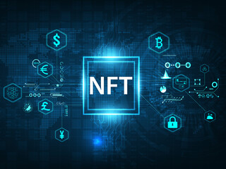 2d illustration NFT text with background 
