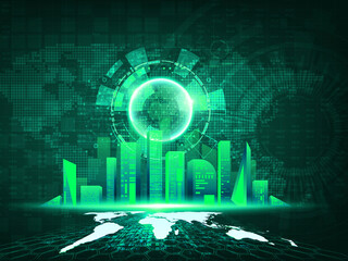 3d illustration globe and shelter sign with background 