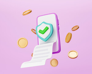 3D Financial security, online payment protection, online transaction, online banking, and online shopping. 3d render illustration


