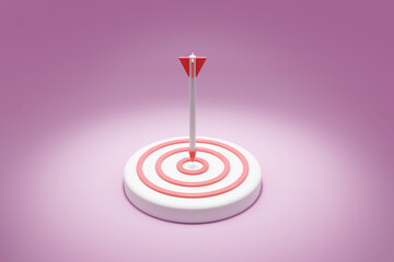 Arrow hit the center of target. Business target achievement concept.3d render illustration
