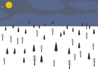 202206_007Landscape,scenery,snow,tree,forest,night sky,winter,moon,full moon,nature,wide,quiet,background,wallpaper,mountain,picture