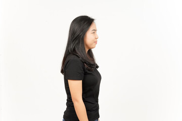 Side view standing of Beautiful Asian Woman Isolated On White Background