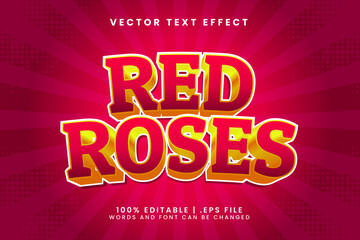 editable text effect red roses style