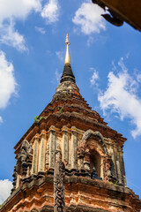 Fototapeta premium Chiang Mai,Thailand on September15,2019:Old pagoda at Wat Lok Moli (Wat Lok Molee).