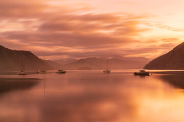 winter sunrise in picton new zealand
