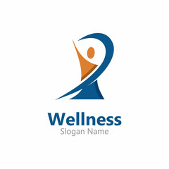 Wellness people logo design template healthy care concept